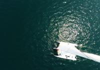 aerial photo of multihull sailing yacht nadir
